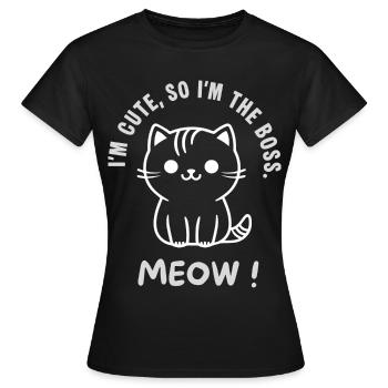 Je suis mignon, donc je suis le chat mignon - T-shirt Femme - noir - Devant - AI Model Female 172 dark (172cm)