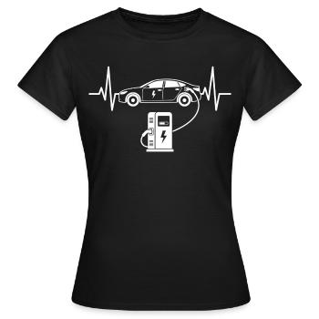 Amour des voitures électriques avec battement de cœur Voitures électriques - T-shirt Femme - noir - Devant - AI Model Female 172 dark (172cm)