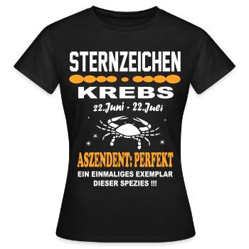 Krebs Sternzeichen Horoskop Aszendent Perfekt - Frauen T-Shirt - Schwarz - Vorne - AI Model Female 172 dark (172cm)
