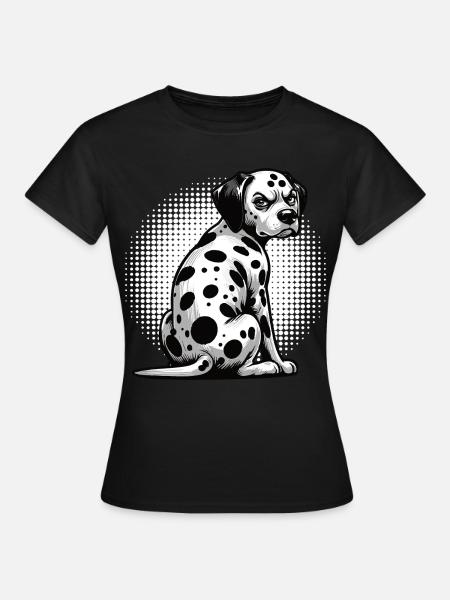 Dalmatiner_schaut_Dalmatiner Dalmatinerhaltboese_2 - Frauen T-Shirt - Schwarz