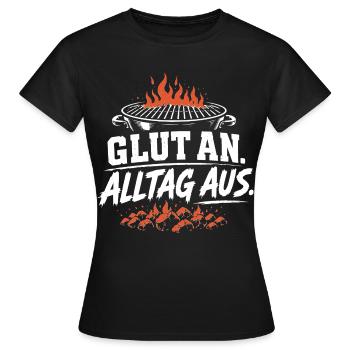 Glut an - Alltag aus - Frauen T-Shirt - Schwarz - Vorne - AI Model Female 172 dark (172cm)