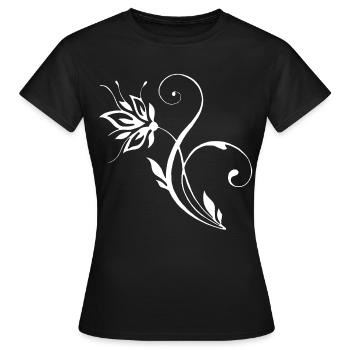 White flower - Women's T-Shirt - black - Front - AI Model Female 172 dark (172cm)