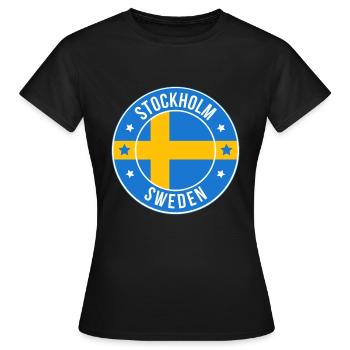 Stockholm Sweden Circle Flag - Women's T-Shirt - black - Front - AI Model Female 172 dark (172cm)
