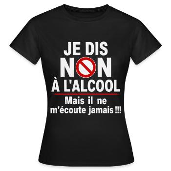 Alcool Cadeau humour personnalisé - T-shirt Femme - noir - Devant - AI Model Female 172 dark (172cm)
