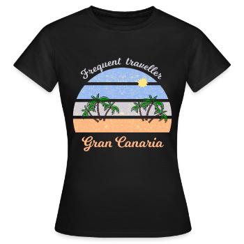 Gran Canaria Palmenstrand Retro - Frauen T-Shirt - Schwarz - Vorne - AI Model Female 172 dark (172cm)
