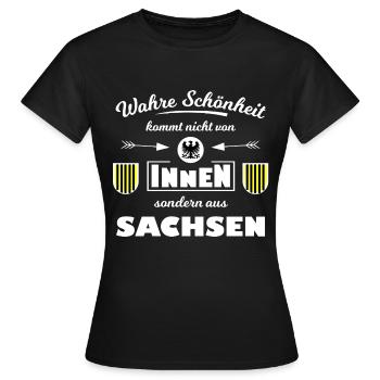 Wahre Schönheit aus Sachsen - Frauen T-Shirt - Schwarz - Vorne - AI Model Female 172 dark (172cm)