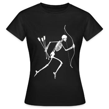 Skelett Bogenschießen Pfeil und Bogen Shirt - Frauen T-Shirt - Schwarz - Vorne - AI Model Female 172 dark (172cm)