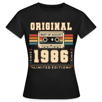 Cadeau d’anniversaire pour 40 ans Août 1986 - T-shirt Femme - noir - Devant - AI Model Female 172 dark (172cm)