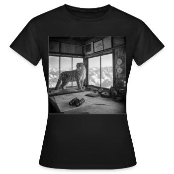 Léopard des neiges Nature vintage Crime animalier - T-shirt Femme - noir - Devant - AI Model Female 172 dark (172cm)