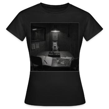 Fox Interrogation Mystère Vintage Crime Animal Vintage - T-shirt Femme - noir - Devant - AI Model Female 172 dark (172cm)
