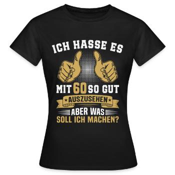 60. Geburtstag Mann Frau 60 Jahre  - Frauen T-Shirt - Schwarz - Vorne - AI Model Female 172 dark (172cm)