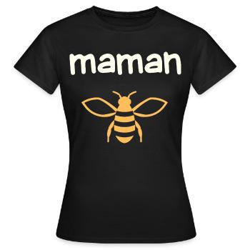 Maman Abeille sur Noir - T-shirt Femme - noir - Devant - AI Model Female 172 dark (172cm)