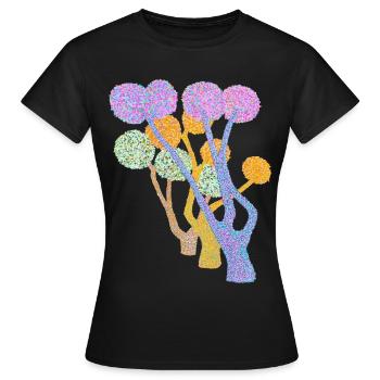 Dotted Colour Tree Pompom Forest - Women's T-Shirt - black - Front - AI Model Female 172 dark (172cm)