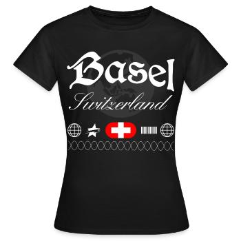 Souvenir de voyage streetwear de Bâle en Suisse - T-shirt Femme - noir - Devant - AI Model Female 172 dark (172cm)