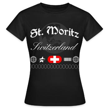Souvenir de voyage streetwear de St. Moritz, Suisse - T-shirt Femme - noir - Devant - AI Model Female 172 dark (172cm)