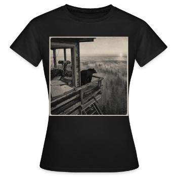 Forêt de brouillard d’ours de la faune Crime animal vintage - T-shirt Femme - noir - Devant - AI Model Female 172 dark (172cm)