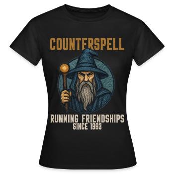 Counterspell Running Friendships Since 1993 - Women's T-Shirt - black - Front - AI Model Female 172 dark (172cm)