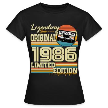 Cadeau d’anniversaire rétro vintage 1986 - T-shirt Femme - noir - Devant - AI Model Female 172 dark (172cm)