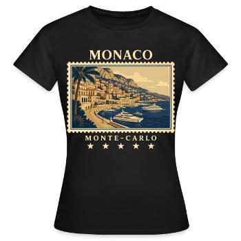 Monaco Monte-Carlo Vintage Reisemarke - Frauen T-Shirt - Schwarz - Vorne - AI Model Female 172 dark (172cm)