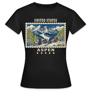 USA Aspen Vintage Travel Mark - Women's T-Shirt - black - Front - AI Model Female 172 dark (172cm)