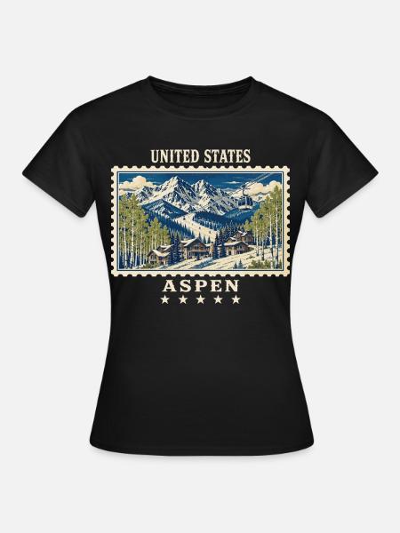 USA Aspen Vintage Travel Mark - Women's T-Shirt - black