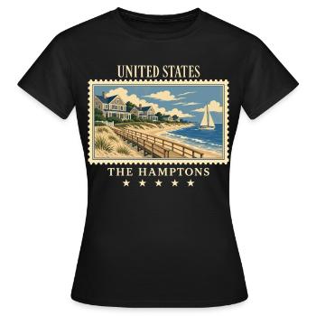 USA La marque de voyage vintage des Hamptons - T-shirt Femme - noir - Devant - AI Model Female 172 dark (172cm)