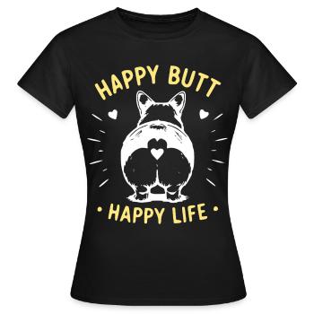 Happy butt – happy life - Women's T-Shirt - black - Front - AI Model Female 172 dark (172cm)