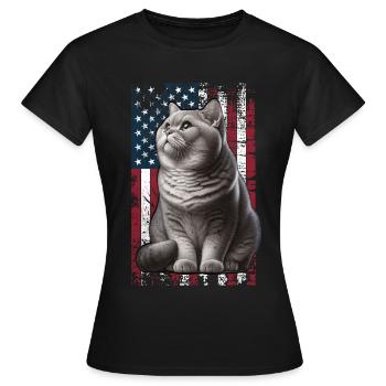 Chat britannique à poil court britannique américain - T-shirt Femme - noir - Devant - AI Model Female 172 dark (172cm)