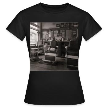 Cat Barbershop Vintage Photo Animal Crime Retro - Women's T-Shirt - black - Front - AI Model Female 172 dark (172cm)