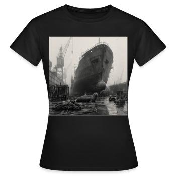 Robbe Shipyard Vintage Photo Animal Crime - Women's T-Shirt - black - Front - AI Model Female 172 dark (172cm)