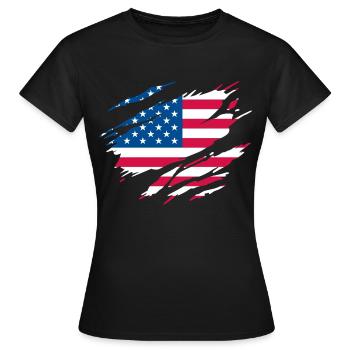 United States American Flag - Women's T-Shirt - black - Front - AI Model Female 172 dark (172cm)
