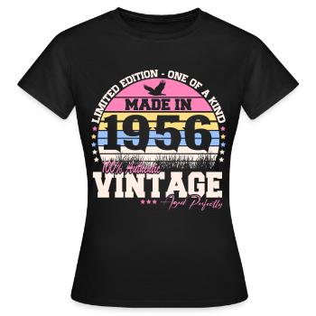 Vintage 1956 Vintage Birthday Gift - Women's T-Shirt - black - Front - AI Model Female 172 dark (172cm)