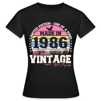 Cadeau rétro vintage vintage 40 ans 1986 - T-shirt Femme - noir - Devant - AI Model Female 172 dark (172cm)