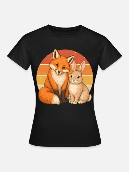 Fuchs und Hase - Frauen T-Shirt - Schwarz