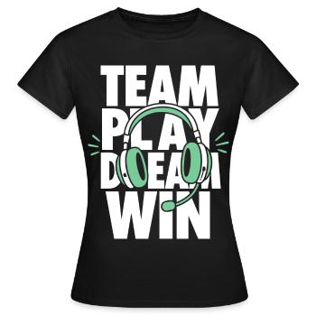 Casque de jeu Team Play Dream Win - T-shirt Femme - noir - Devant - AI Model Female 172 dark (172cm)