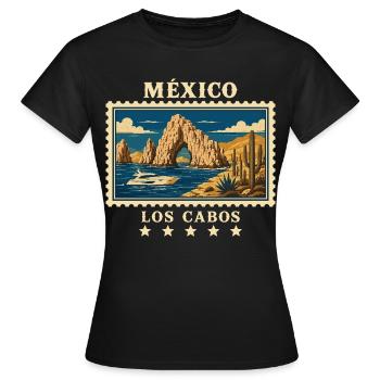 Mexiko Los Cabos Vintage Reisemarke - Frauen T-Shirt - Schwarz - Vorne - AI Model Female 172 dark (172cm)