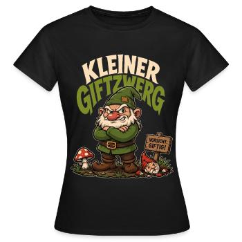 Kleiner Giftzwerg – Frecher Humor Spruch - Frauen T-Shirt - Schwarz - Vorne - AI Model Female 172 dark (172cm)