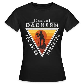 Schornsteinfeger Über den Dächern. Alles darunter. - Frauen T-Shirt - Schwarz - Vorne - AI Model Female 172 dark (172cm)