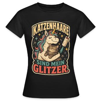 Katzenhaare sind mein Glitzer Shirt - Frauen T-Shirt - Schwarz - Vorne - AI Model Female 172 dark (172cm)