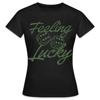 Feeling Lucky Dice Script - Women's T-Shirt - black - Front - AI Model Female 172 dark (172cm)