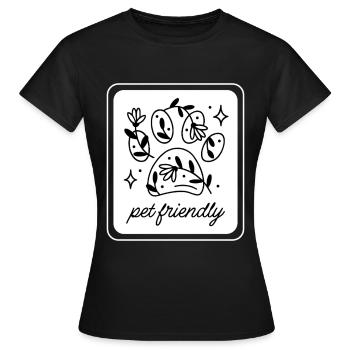 Patte fleurie acceptant les animaux de compagnie - T-shirt Femme - noir - Devant - AI Model Female 172 dark (172cm)