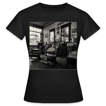Vintage Barbershop Cat Retro Animal Crime - Women's T-Shirt - black - Front - AI Model Female 172 dark (172cm)
