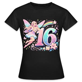 Elfe du 16e anniversaire – Design graphique pastel - T-shirt Femme - noir - Devant - AI Model Female 172 dark (172cm)