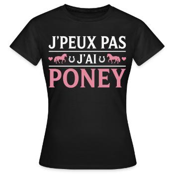 Poney Cadeau humour personnalisé - T-shirt Femme - noir - Devant - AI Model Female 172 dark (172cm)