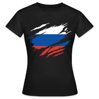Russie Drapeau Russe - T-shirt Femme - noir - Devant - AI Model Female 172 dark (172cm)