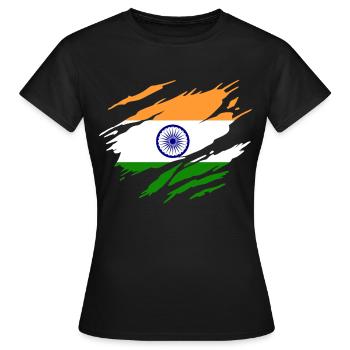 Inde Drapeau Indien Indienne - T-shirt Femme - noir - Devant - AI Model Female 172 dark (172cm)