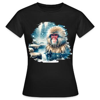 Japanese macaque motif - Women's T-Shirt - black - Front - AI Model Female 172 dark (172cm)