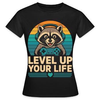 Améliorez votre vie, joueur de ratons laveurs - T-shirt Femme - noir - Devant - AI Model Female 172 dark (172cm)