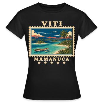 Marque de voyage vintage Mamanuca aux Fidji - T-shirt Femme - noir - Devant - AI Model Female 172 dark (172cm)