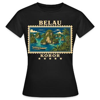 Marque de voyage vintage Palau Koror - T-shirt Femme - noir - Devant - AI Model Female 172 dark (172cm)